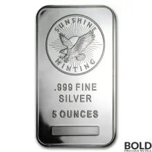 5 oz Sunshine Mint Silver Bar - Lot of 5
