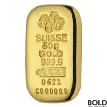 Gold 50 Gram PAMP Cast Bar