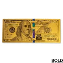 1 gram US Note $100 Benjamin Franklin Replica .999 Gold