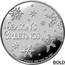 Silver Snowman: Season's Greetings 1 oz Christmas Round