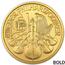 Lot of 5 - 1/2 oz Austrian Gold Philharmonic Coin (Random Date)