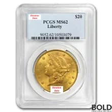 Gold $20 Liberty Double Eagle NGC/PCGS Graded Coin (MS62)