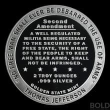 2 oz Second Amendment Silver Round (Lot of 5)