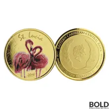 2018 Gold 1 oz St. Lucia Flamingo Coin Proof (Colored)