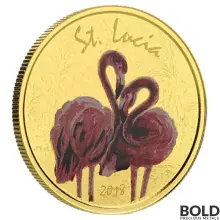 2018 Gold 1 oz St. Lucia Flamingo Coin Proof (Colored)