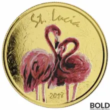 2018 Gold 1 oz St. Lucia Flamingo Coin Proof (Colored)