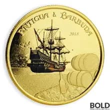 2018 Antigua & Barbuda: Barbuda Rum Runner 1 oz Gold Proof (Colored)