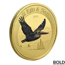 2018 EC8 St Kitts & Nevis Brown Pelican 1 oz Gold Proof (Colored)