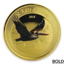 2018 EC8 St Kitts & Nevis Brown Pelican 1 oz Gold Proof (Colored)