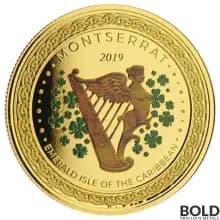 2019 Gold 1 oz Montserrat Emerald Isle Coin Proof (Colored)