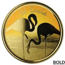 2019 Gold 1 oz St. Lucia Flamingo Coin Proof (Colored)