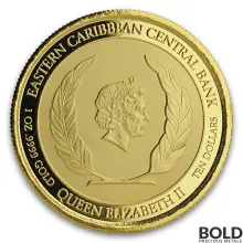 2019 EC8 St Kitts & Nevis Brown Pelican 1 oz Gold Proof (Colored)