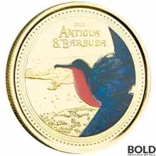 2021 Gold 1 oz Antigua & Barbuda: Frigate Bird Coin Proof (Colored)