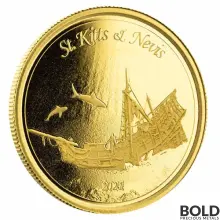 2021 Gold 1 oz St Kitts & Nevis Shipwreck Coin BU