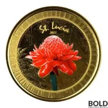 2021 EC8 St. Lucia Ginger Flower 1 oz Gold Proof (Colored)