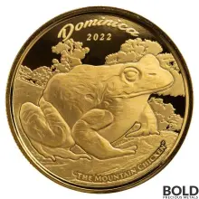 2022 Gold 1 oz EC8 Dominica Mountain Chicken Coin BU