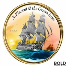 2022 Gold 1 oz EC8 St Vincent Grenadines War Ship Coin Proof (Colored)