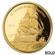 2022 Gold 1 oz EC8 St Vincent Grenadines War Ship Coin BU