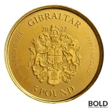 2022 Gibraltar Lady Justice Gold 1/10 oz BU