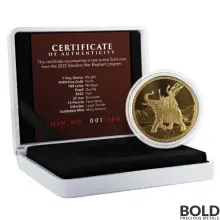 2022 Gibraltar Royal Arms of England: War Elephant Gold 1 oz BU