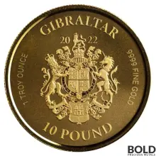 2022 Gibraltar Royal Arms of England: War Elephant Gold 1 oz BU