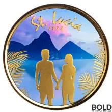 2022 Gold 1 oz St. Lucia: Romantic Couple Proof (Colored)