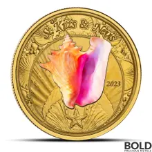 2023 1 oz EC8 St Kitts & Nevis Conch Shell Gold Proof Coin (Colored)