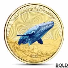 2023 1 oz St. Vincent Grenadines Humpback Whale Gold Coin Proof (Colored)