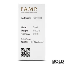 1 Kilo PAMP Gold Cast Bar