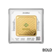 Gold 100 Gram Geiger Edelmetalle Square Mint Bar