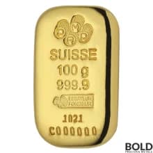 Gold 100 Gram PAMP Cast Bar