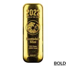 2022 Gold Bar Lunar Tiger Scottsdale - 100 gram