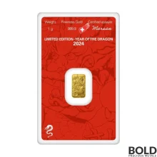 2024 Argor-Heraeus 1 Gram Gold Lunar Year of the Rabbit Bar (In Assay)