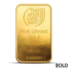 5 Gram Holy Land Mint Dove of Peace Gold Bar