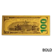 1 gram US Note $100 Benjamin Franklin Replica .999 Gold