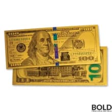 1 gram US Note $100 Benjamin Franklin Replica .999 Gold