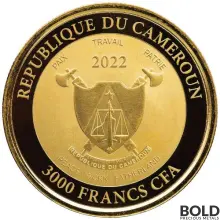 2022 Gold 1 oz Cameroon Mandrill Monkey Coin BU
