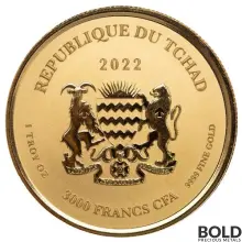 2022 Gold 1 oz Chad Scorpion Proof Coin