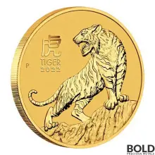 2022 Australia Perth Lunar Year of the Tiger 1/20 oz Gold BU