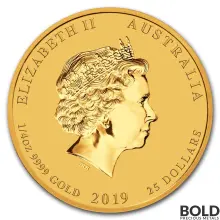 2019 Gold Australia Lunar Pig - 1/4 oz