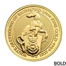 2021 Britain Queen's Beasts Greyhound of Richmond 1/4 oz Gold BU