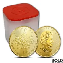 2023 1 oz Canadian Gold Maple Leaf Tube (10 Coins, BU)