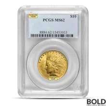 $10 Indian Gold Eagle Coin (MS62, NGC or PCGS, Random)