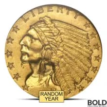 $2.50 Indian Quarter Gold Eagle Coin (MS62, NGC or PCGS, Random)