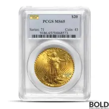 $20 Saint Gaudens Gold Coin (MS65, NGC or PCGS)