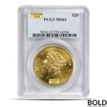 $20 Liberty Gold Double Eagle Coin (MS63, NGC or PCGS)