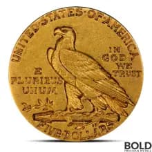 $5 Indian Gold Half Eagle Coin (VF, Random)