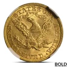 $5 Liberty Gold Half Eagle Coin (MS62, NGC or PCGS)