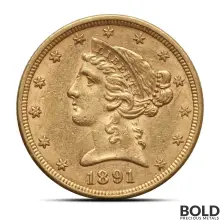 $5 Liberty Half Gold Eagle Coin (AU)