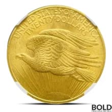 1908 $20 St Gaudens "No Motto" Gold Coin (MS65, NGC or PCGS)